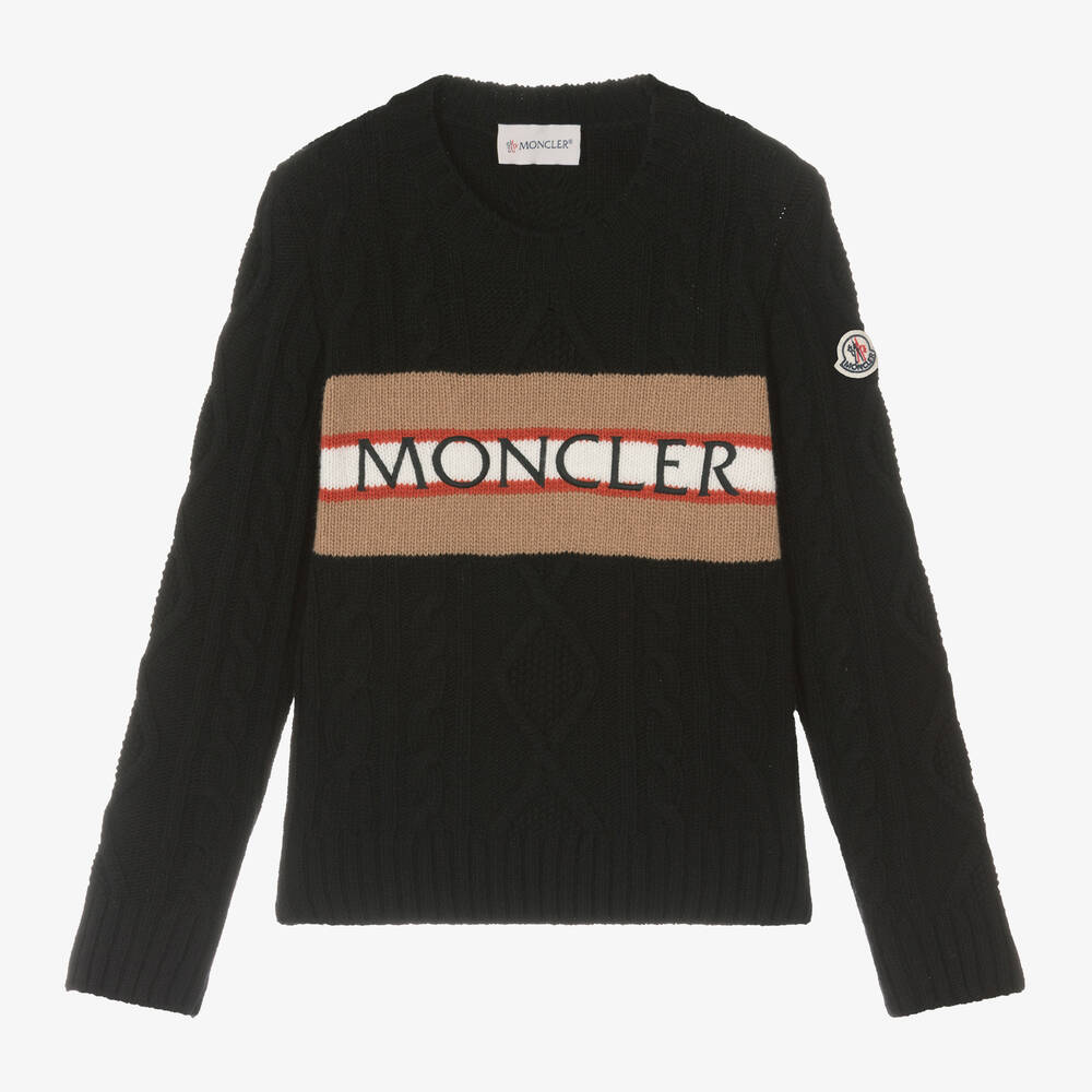 Moncler Enfant - Boys Black Wool Knit Sweater | Childrensalon