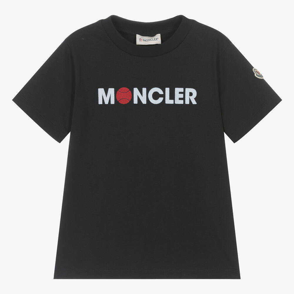 Moncler Enfant - Boys Blue Cotton Basketball T-Shirt | Childrensalon