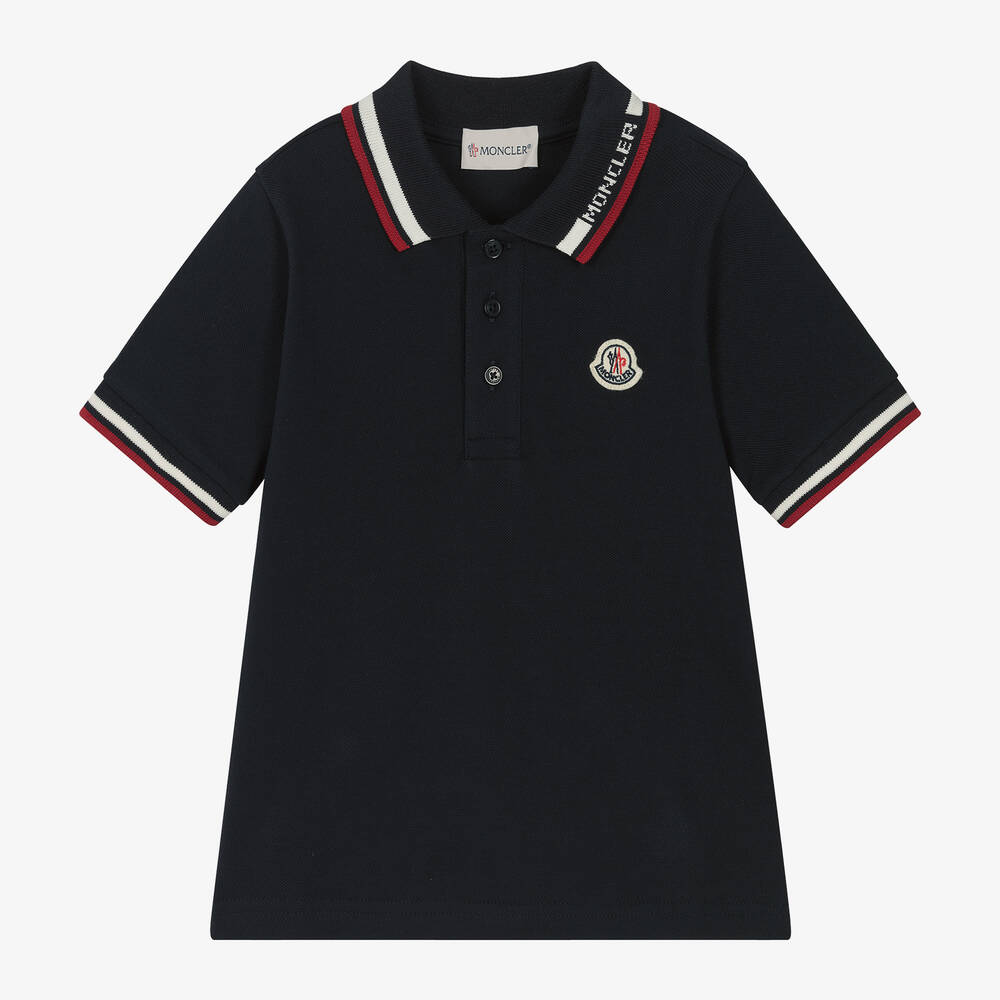 Moncler Enfant - Boys Blue Cotton Piqué Polo Shirt | Childrensalon