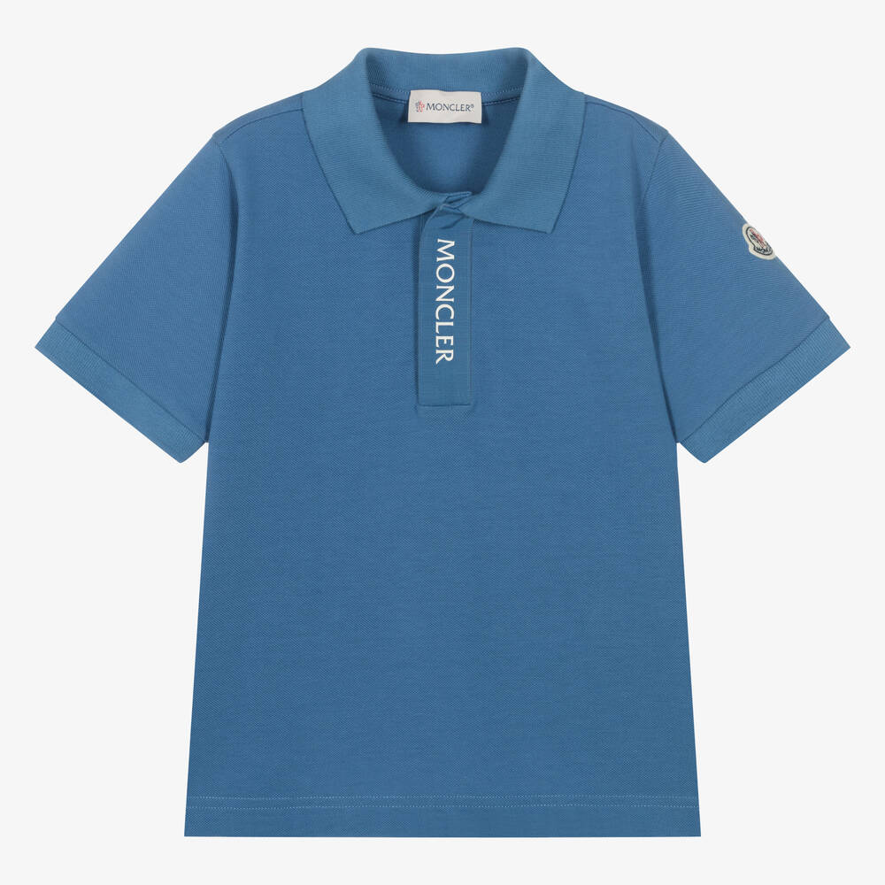 Moncler Enfant - Boys Blue Cotton Piqué Polo Shirt | Childrensalon