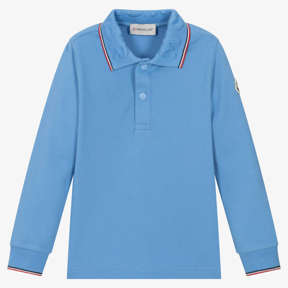 Moncler Enfant - Polo bleu en coton Garçon | Childrensalon
