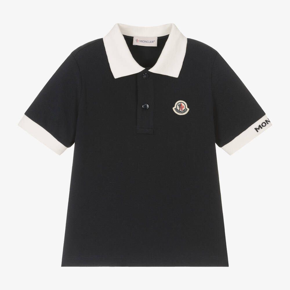 Moncler Enfant - Boys Blue Cotton Polo Shirt | Childrensalon