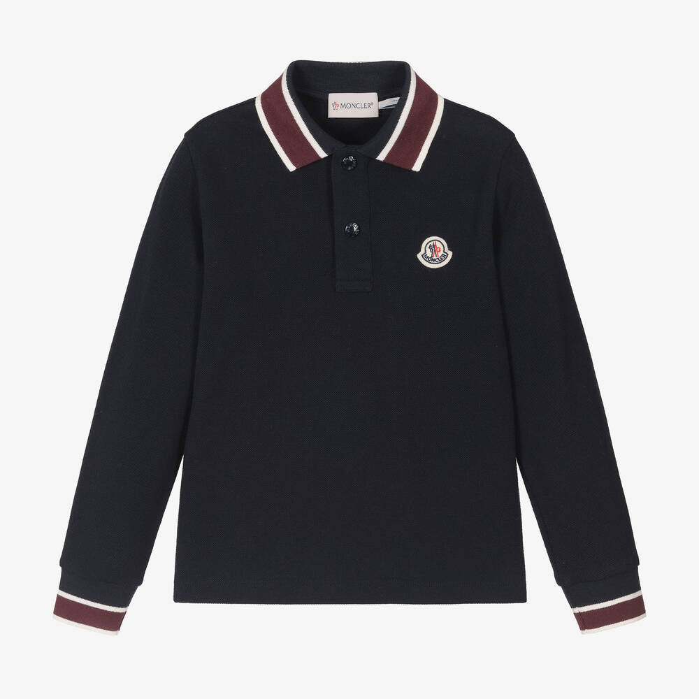 Moncler Enfant - Boys Blue Cotton Polo Shirt | Childrensalon