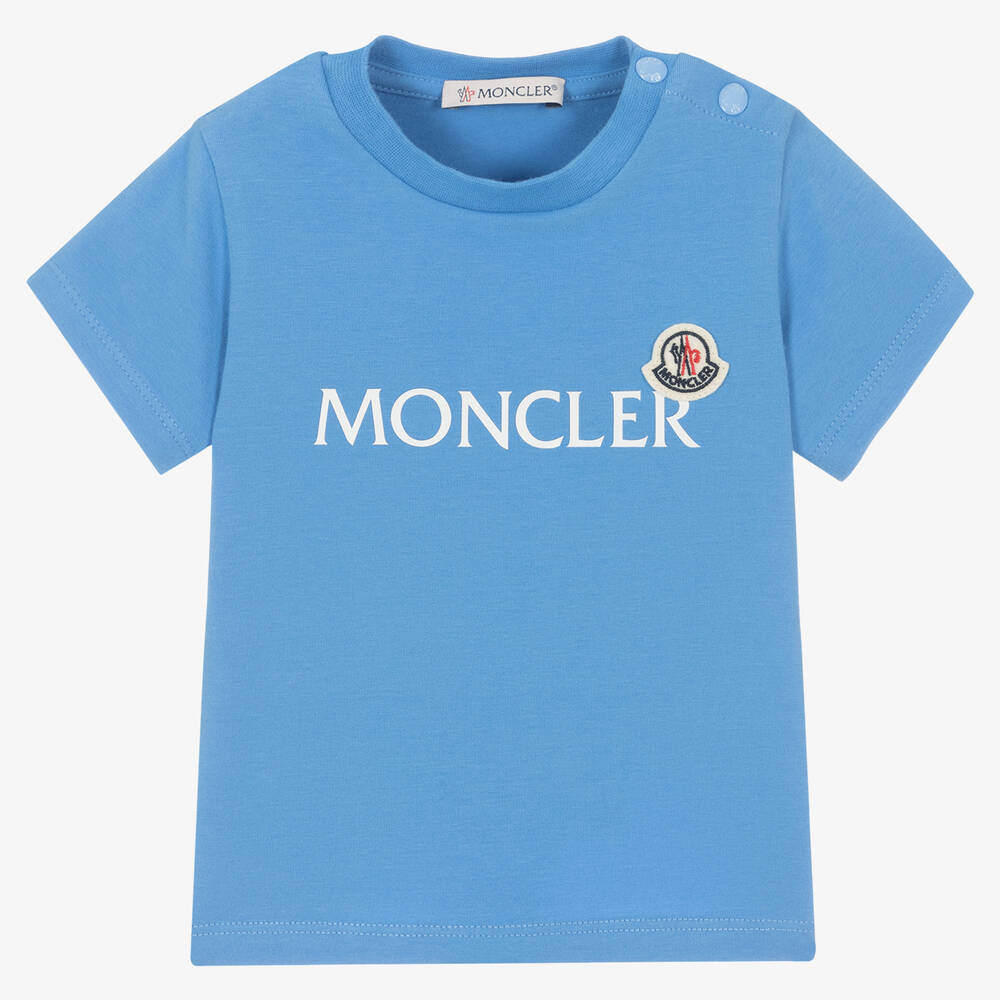 Moncler Enfant - تيشيرت أطفال ولادي قطن جيرسي لون أزرق | Childrensalon