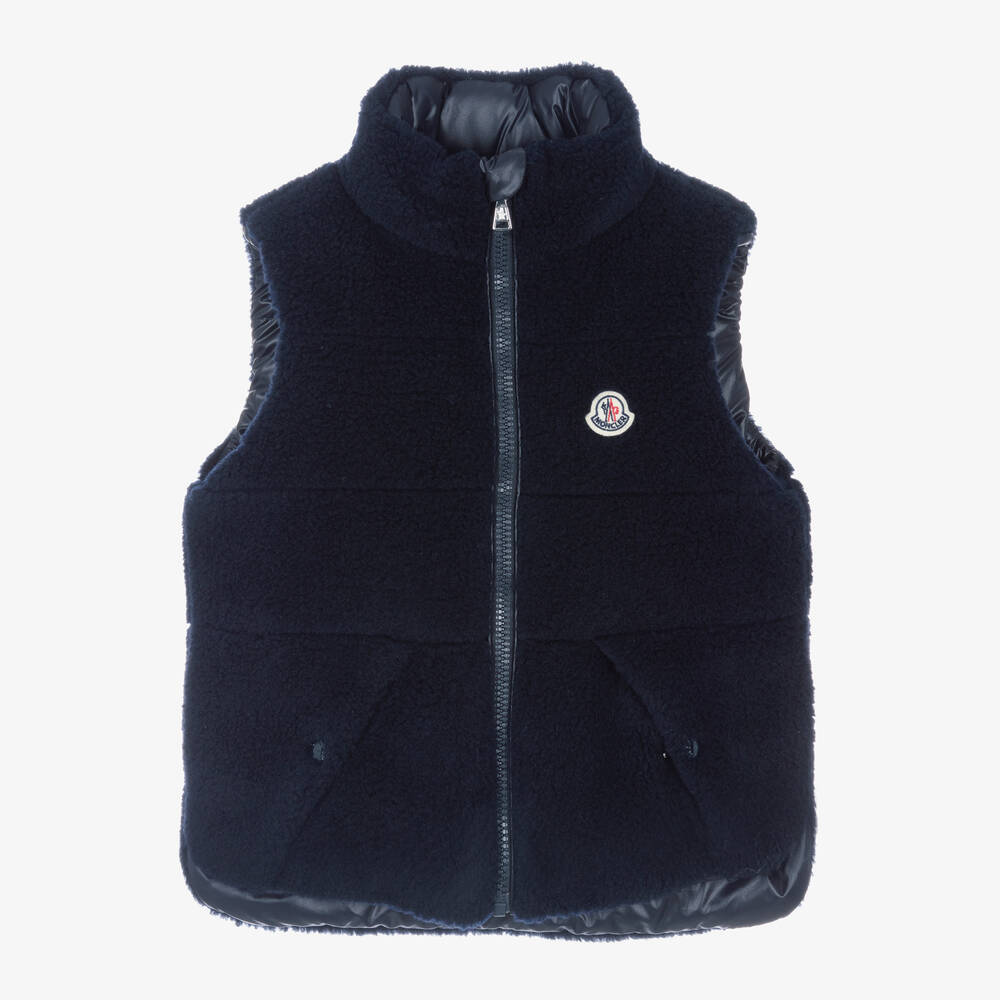 Moncler Enfant - Boys Blue Down Padded Colbricon Gilet | Childrensalon