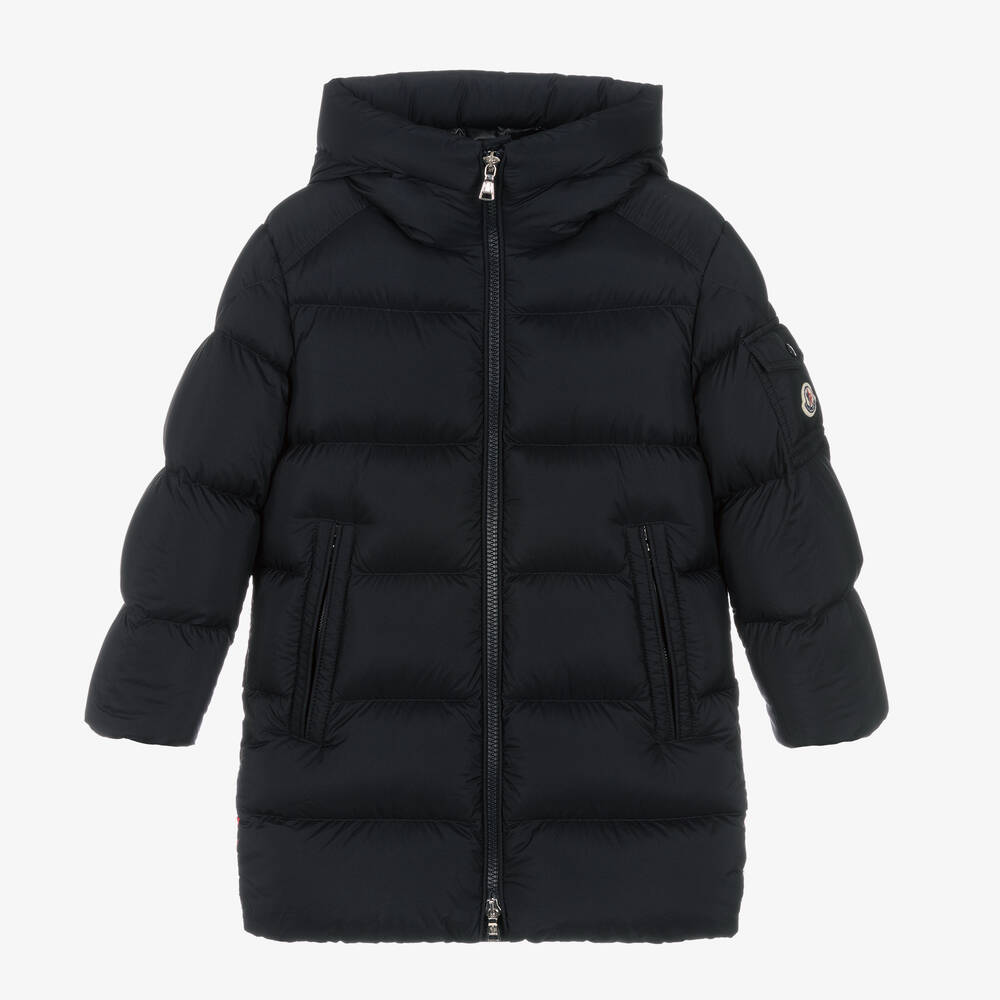 Moncler Enfant - معطف بافر Marat مبطن بريش لون كحلي للأولاد | Childrensalon