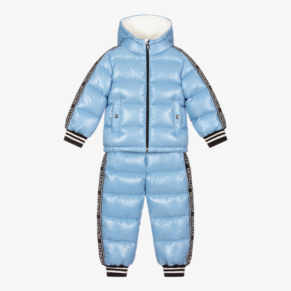 Moncler Enfant - Blauer, gepolsterter Daunen-Schneeanzug (J) | Childrensalon