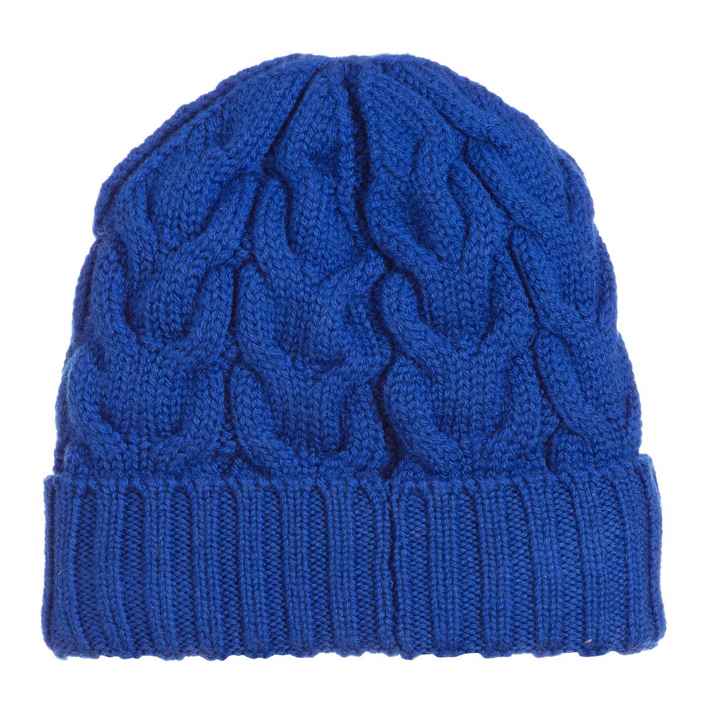 blue knit hat