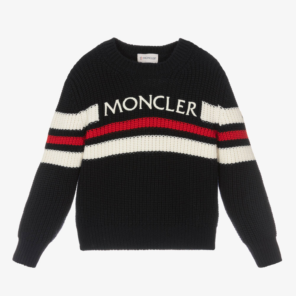 Moncler Enfant - Boys Blue Wool Knit Sweater | Childrensalon