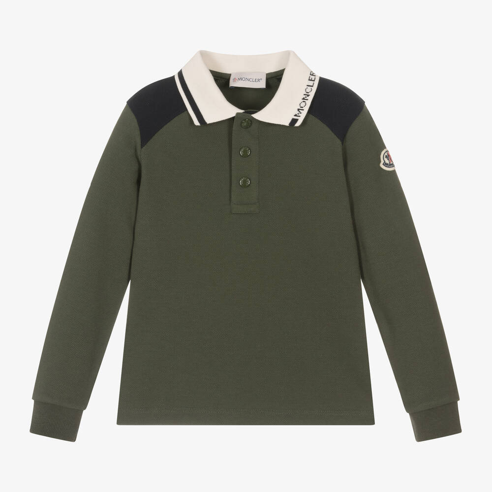 Moncler Enfant - Boys Green Cotton Polo Shirt | Childrensalon