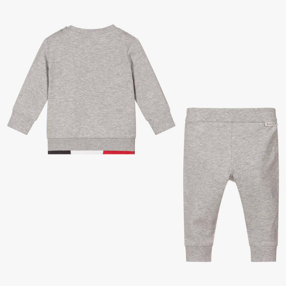Moncler Enfant - Boys Grey Cotton Logo Tracksuit | Childrensalon