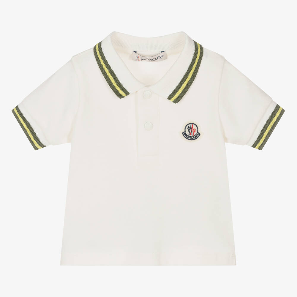 Moncler Enfant - Boys Ivory Cotton Piqué Polo Shirt | Childrensalon