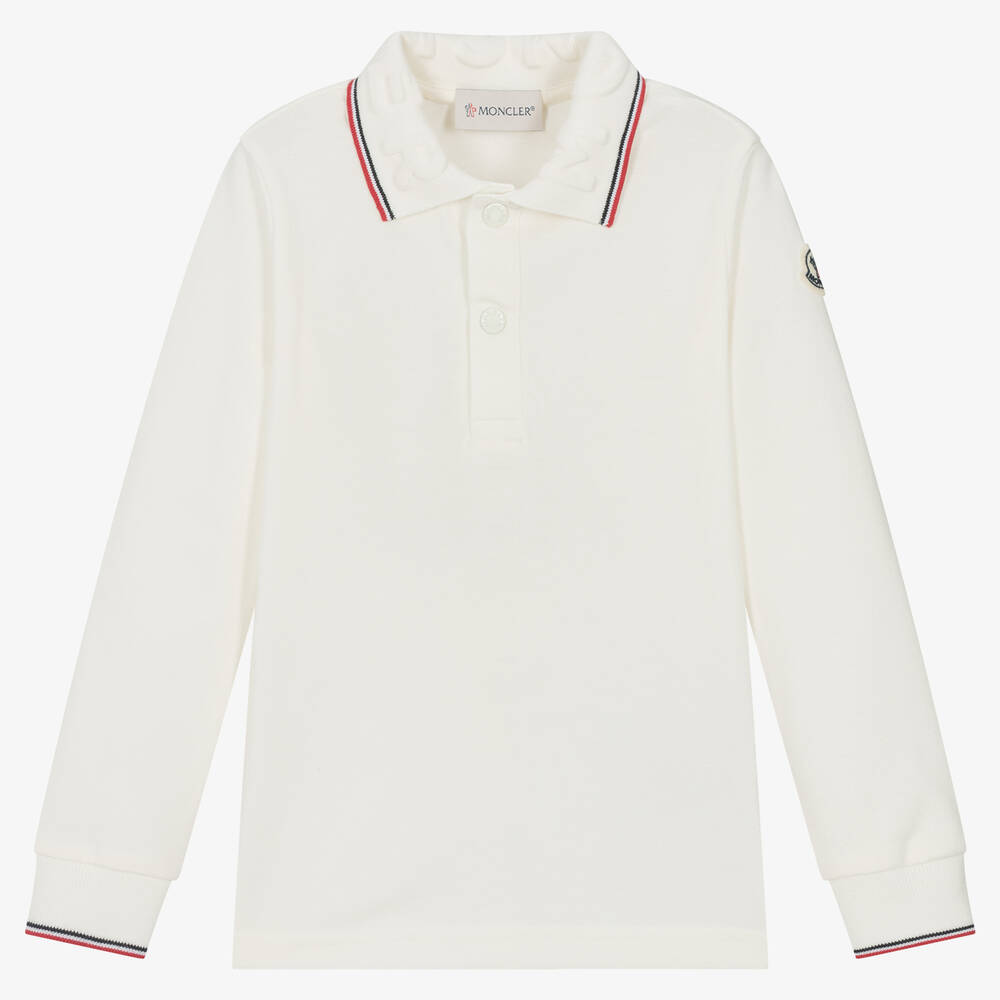 Moncler Enfant - Boys Ivory Cotton Polo Shirt | Childrensalon