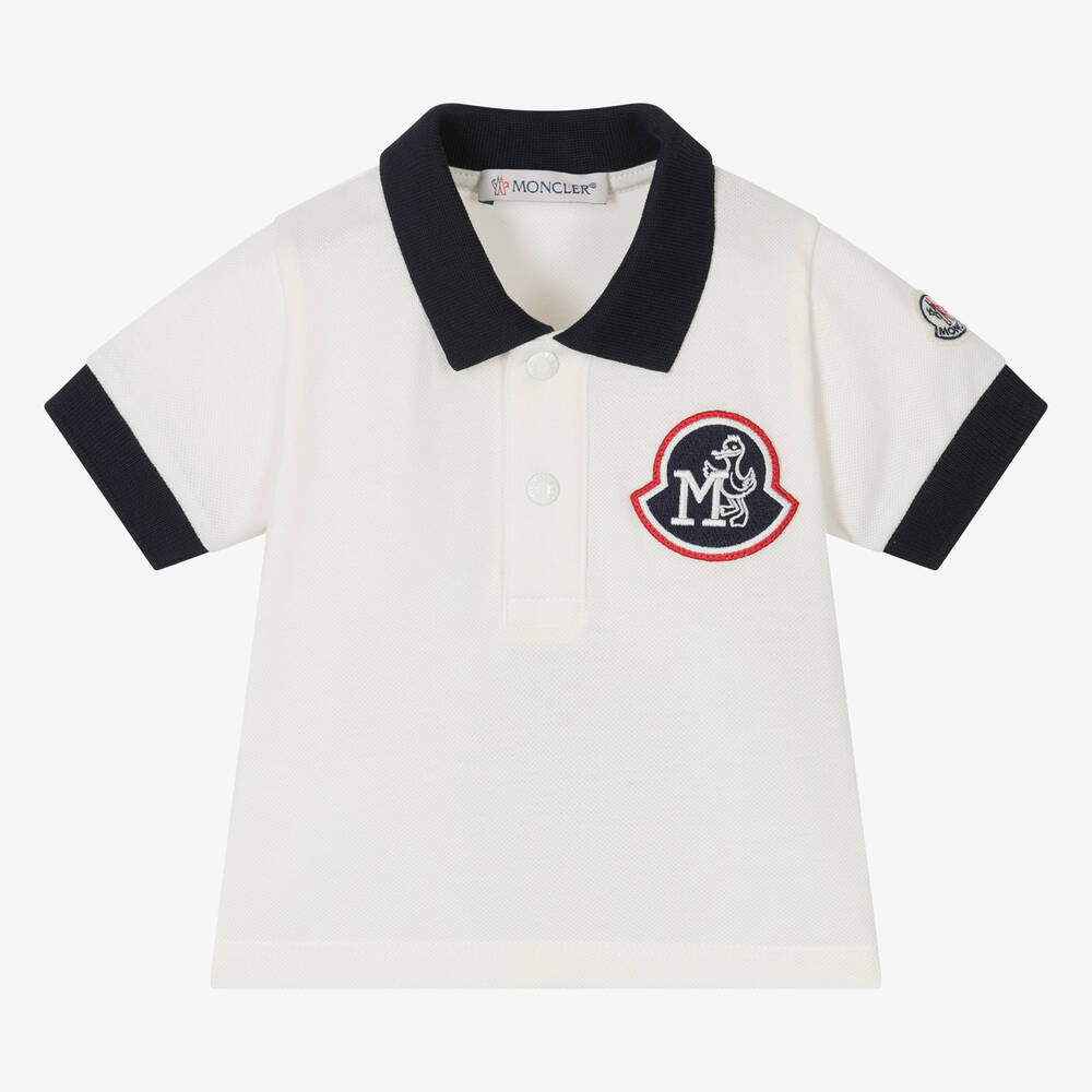 Moncler Enfant - Кремовая рубашка поло из хлопка для мальчиков | Childrensalon