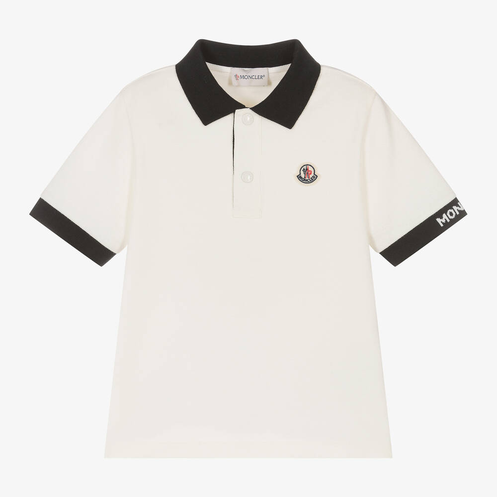 Moncler Enfant - Boys Ivory Cotton Polo Shirt | Childrensalon