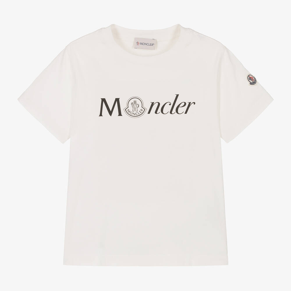 Moncler Enfant - تيشيرت قطن جيرسي لون عاجي للأولاد | Childrensalon