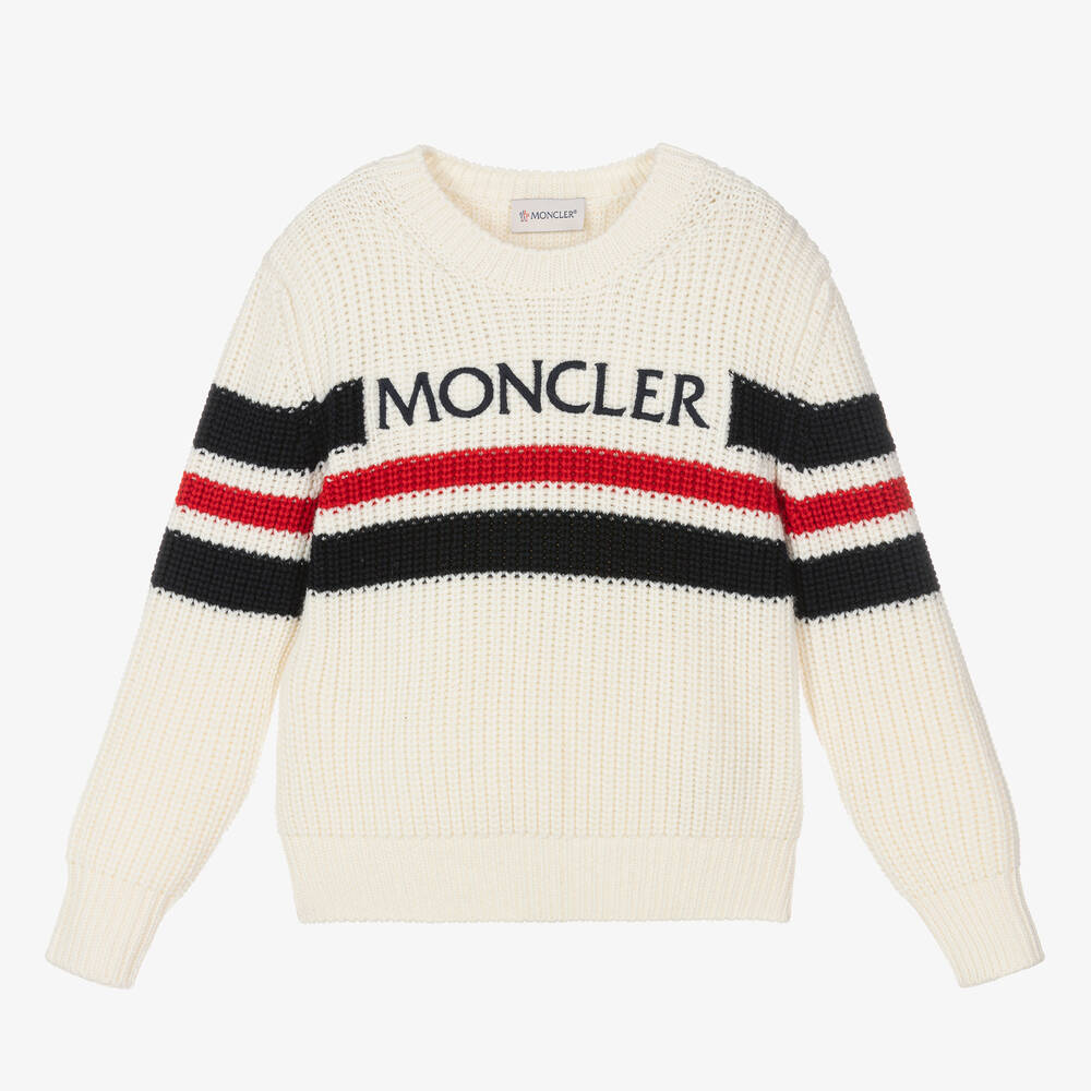 Moncler Enfant - Boys Ivory Wool Knit Sweater | Childrensalon