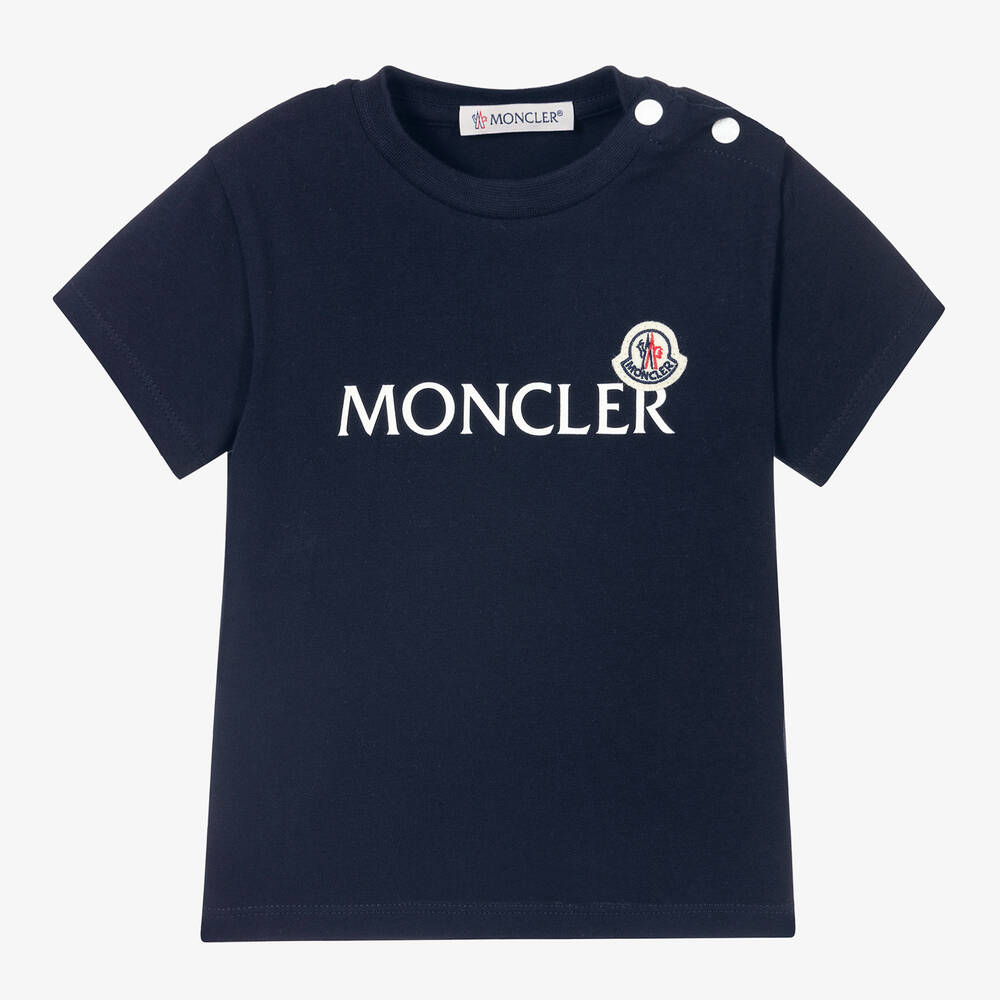 Moncler Enfant - Boys Navy Blue Cotton T-Shirt | Childrensalon