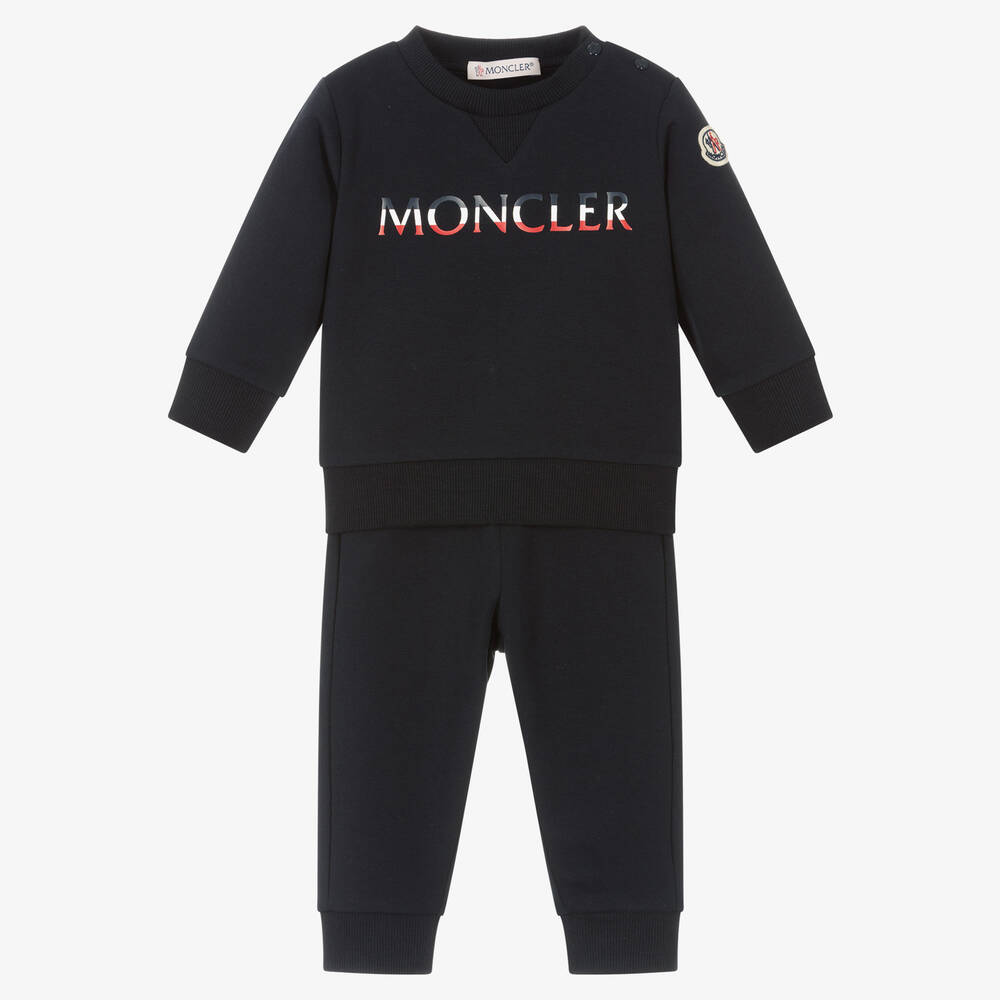 Moncler Enfant - بدلة رياضية أطفال ولادي قطن جيرسي لون كحلي | Childrensalon