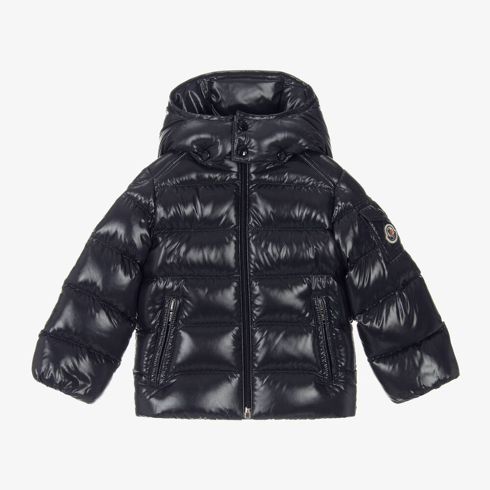 Moncler Enfant - جاكيت بافر أطفال ولادي مبطن بريش لون كحلي | Childrensalon