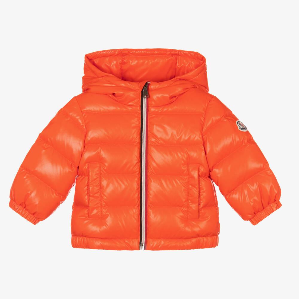 Moncler Enfant - Boys Orange Aubert Down Padded Puffer Coat | Childrensalon