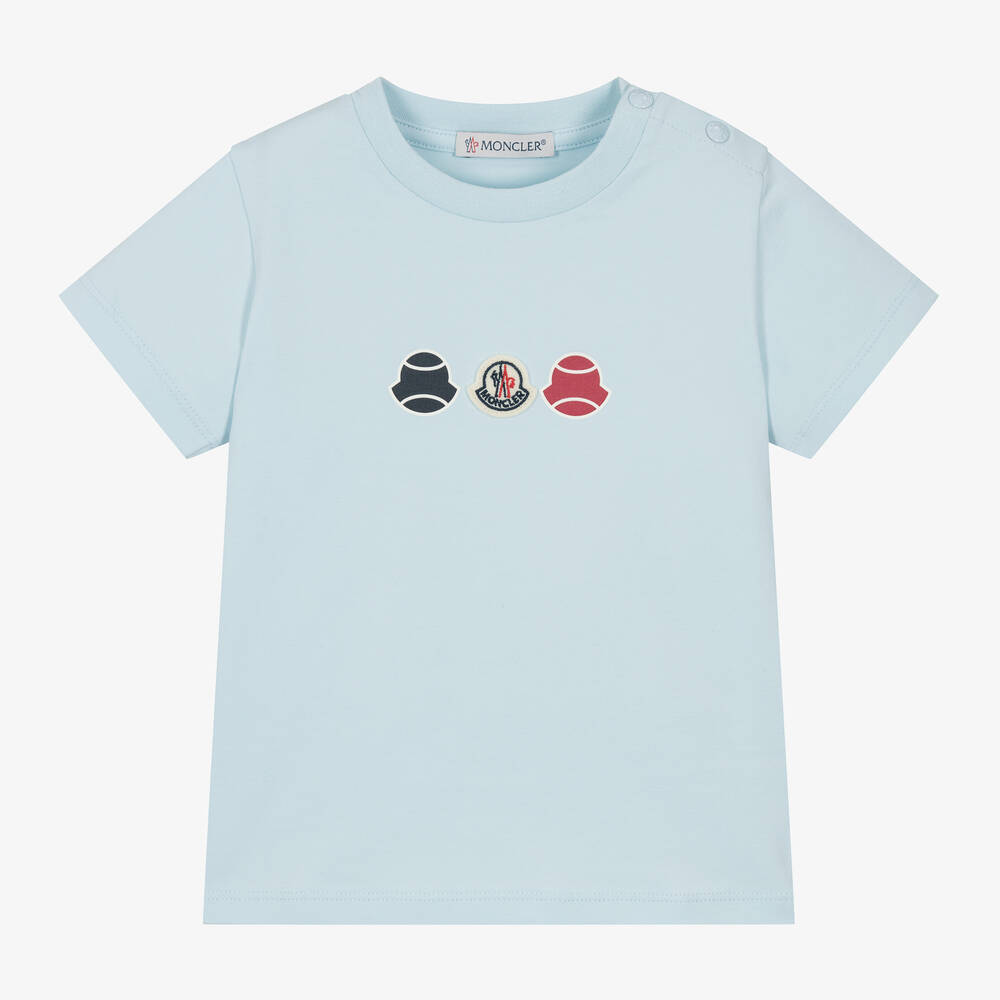 Moncler Enfant - Boys Pale Blue Cotton T-Shirt | Childrensalon