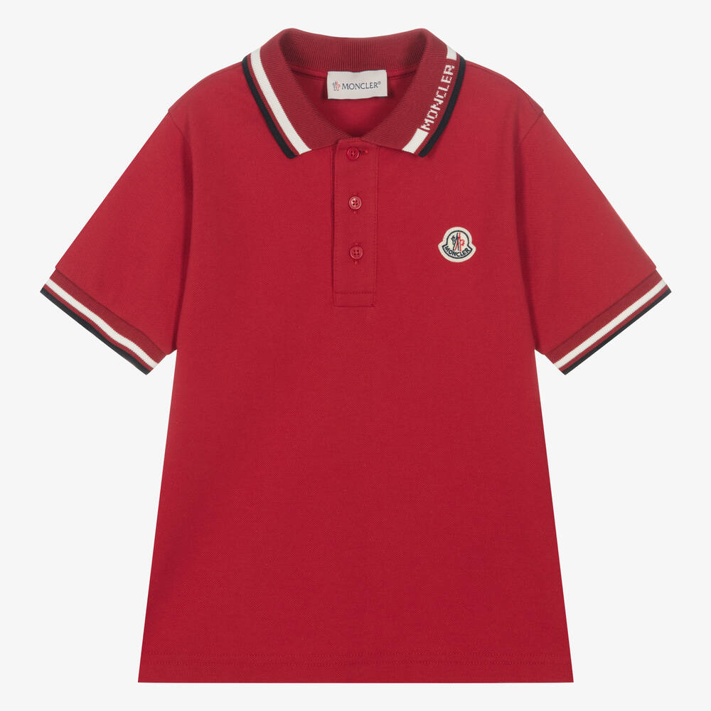Moncler Enfant - Boys Red Cotton Piqué Polo Shirt | Childrensalon