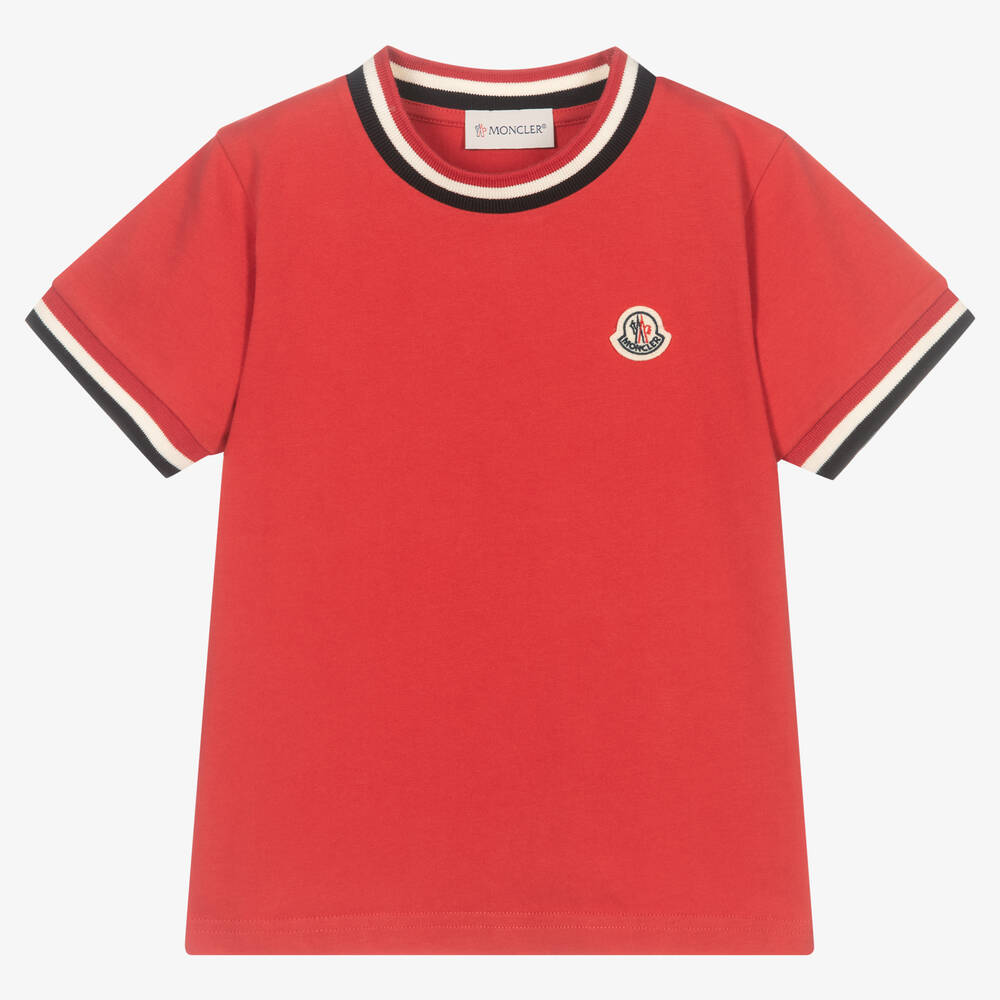 Moncler Enfant - Rotes Baumwoll-T-Shirt für Jungen | Childrensalon