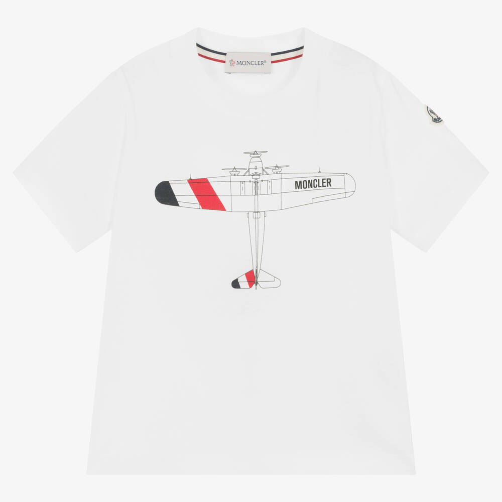 Moncler Enfant - T-shirt blanc en coton Avion Garçon | Childrensalon