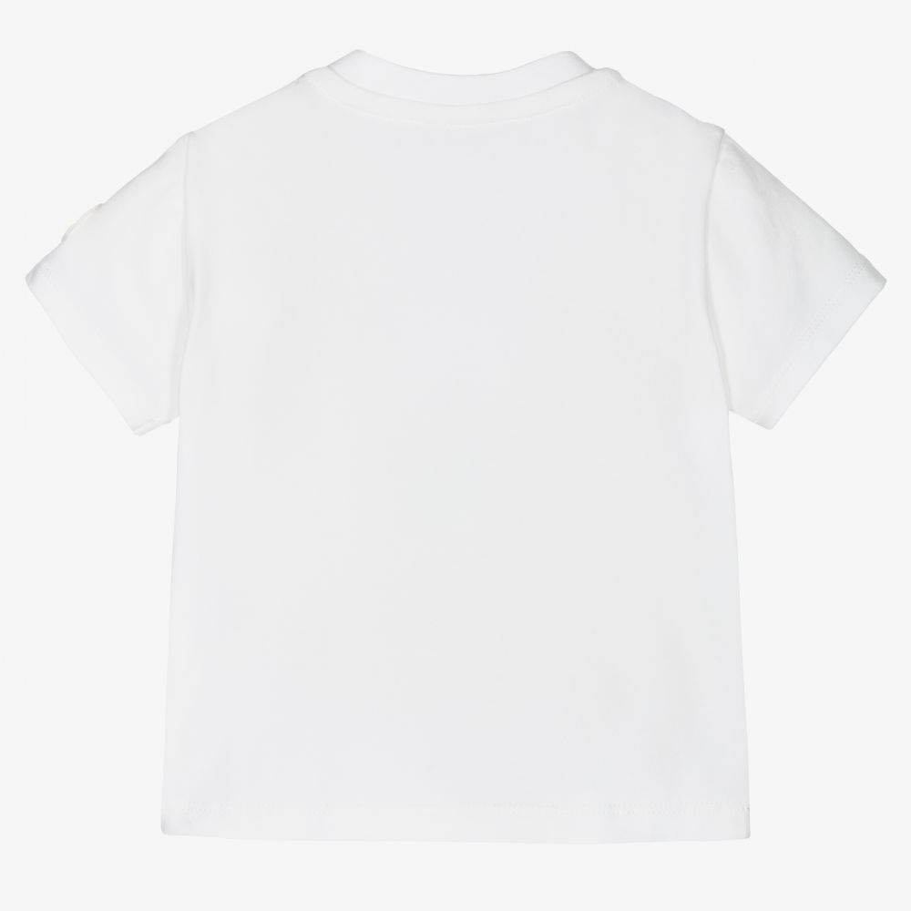 Moncler Enfant - Boys White Cotton Logo T-Shirt | Childrensalon