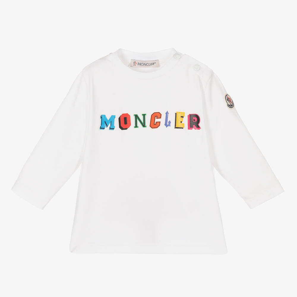 Moncler Enfant - Boys White Cotton Logo Top | Childrensalon