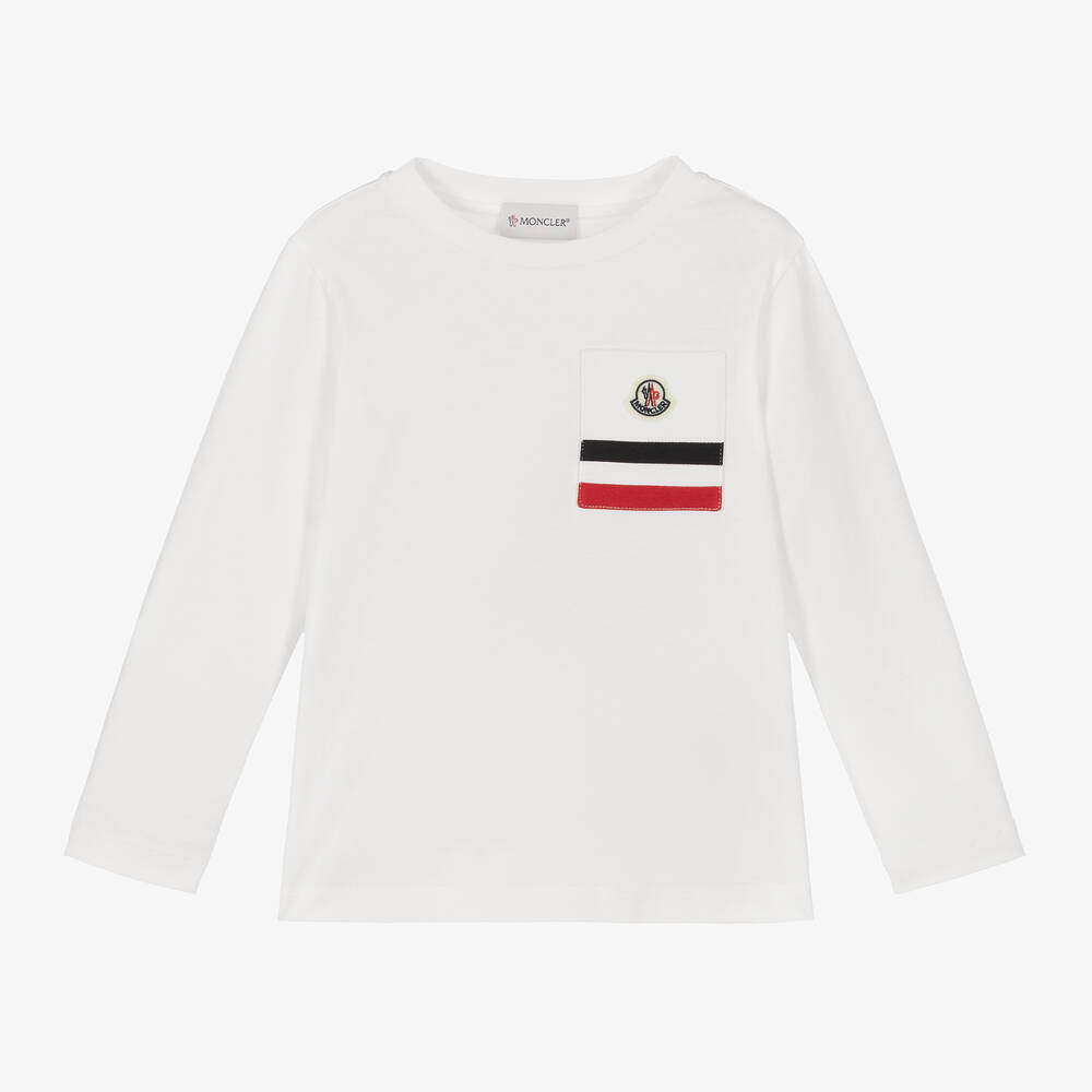 Moncler Enfant - Boys White Cotton Top | Childrensalon