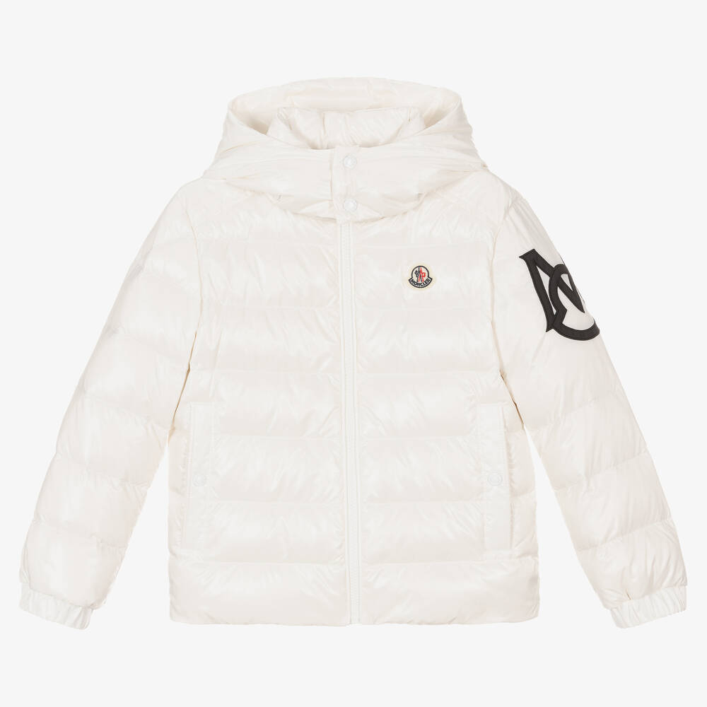 Moncler Enfant - Белая пуховая куртка Saulx для мальчиков | Childrensalon