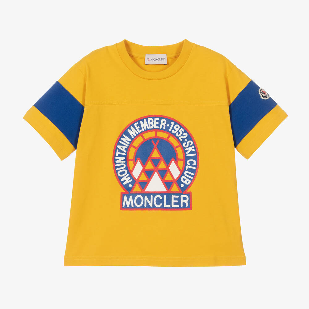 Moncler Enfant - تيشيرت قطن لون أصفر للأولاد | Childrensalon