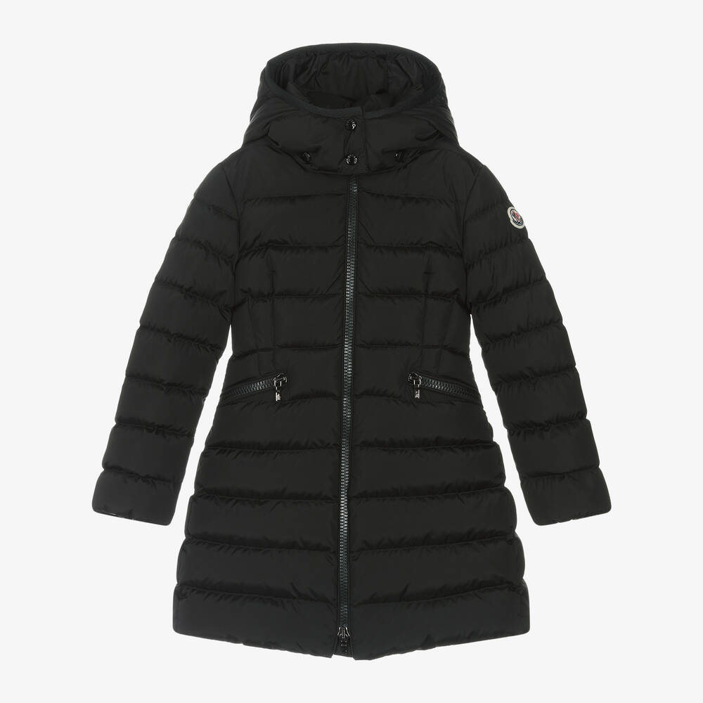 Moncler Enfant - Girls Black Charpal Down Padded Puffer Coat | Childrensalon