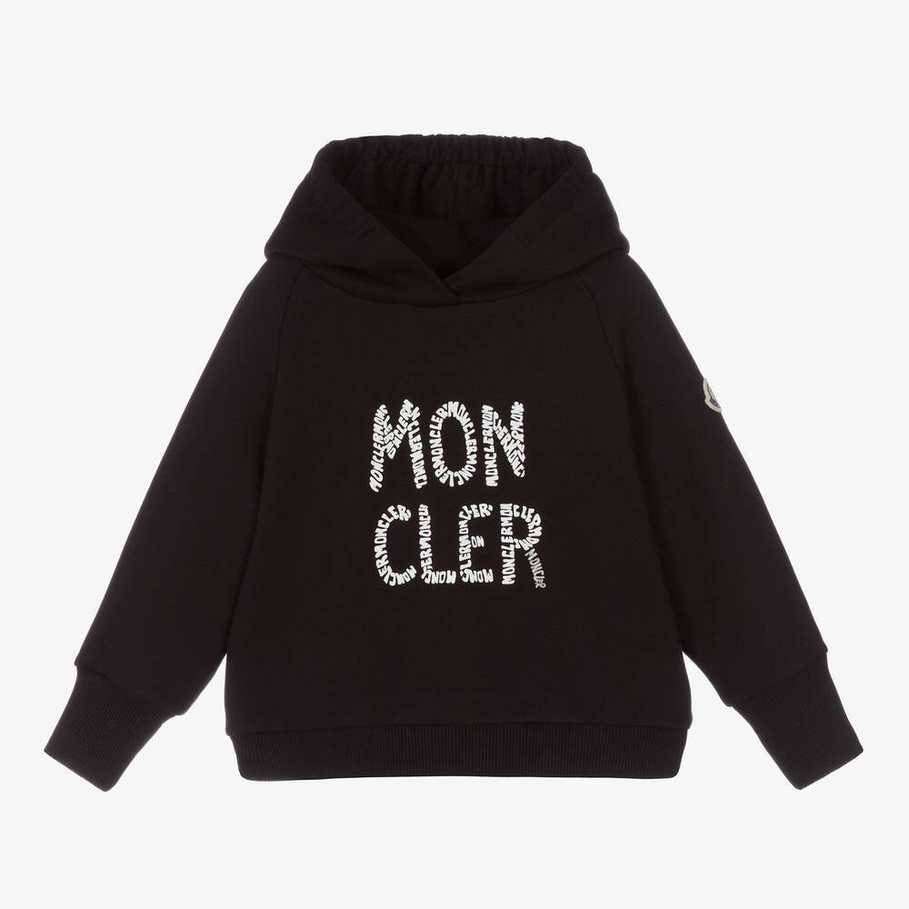 Moncler Enfant - سويتشيرت هودي قطن لون أسود للبنات | Childrensalon