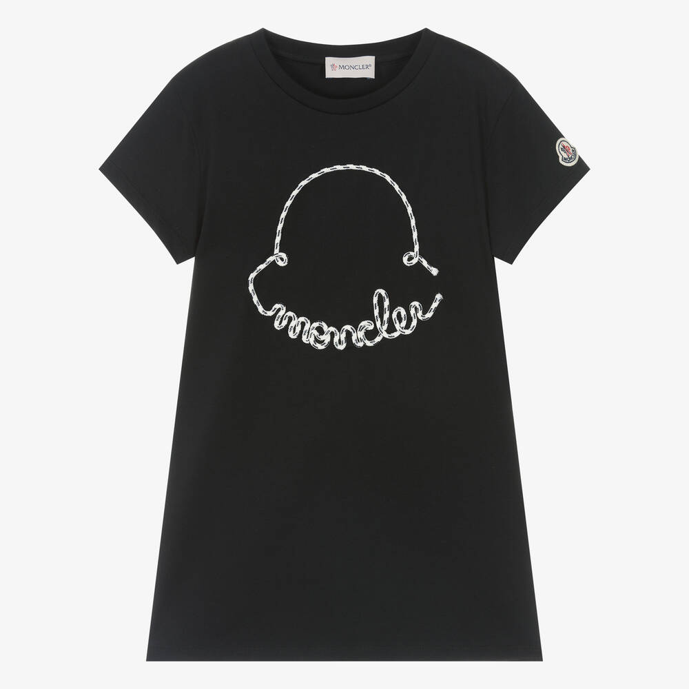 Moncler Enfant - Girls Black Cotton T-Shirt Dress | Childrensalon