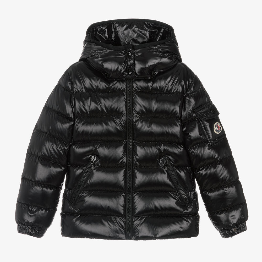 Moncler Enfant - جاكيت بافر مبطن بريش لون أسود للبنات | Childrensalon