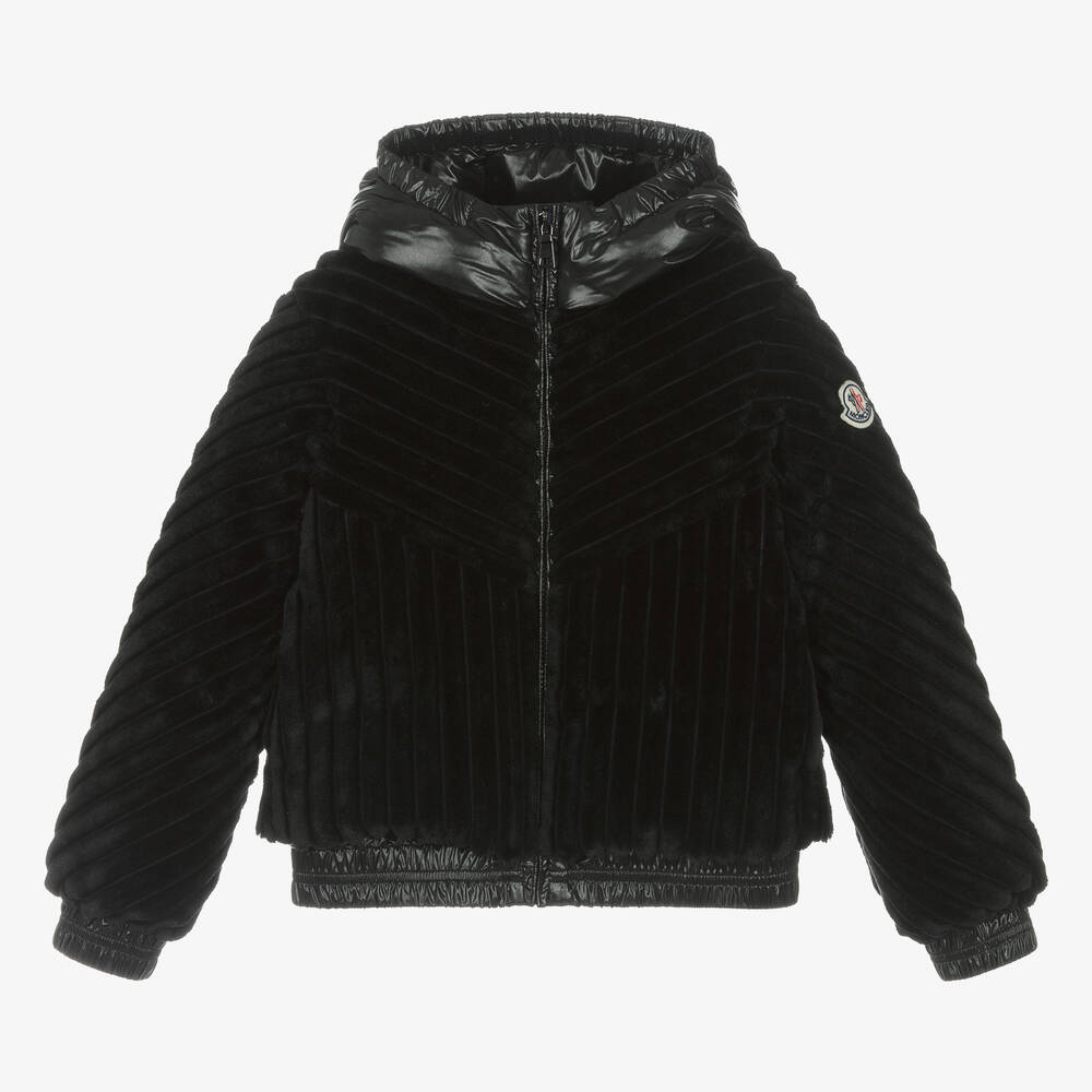 Moncler Enfant - Черная куртка из искусственного меха | Childrensalon