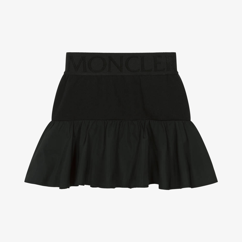Moncler Enfant - Girls Black Flared Cotton Skirt | Childrensalon