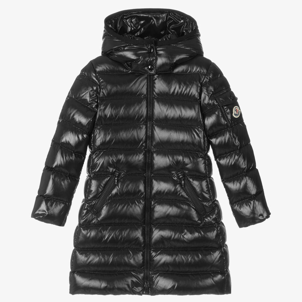 Moncler Enfant - Girls Black Moka Down Puffer Coat  | Childrensalon