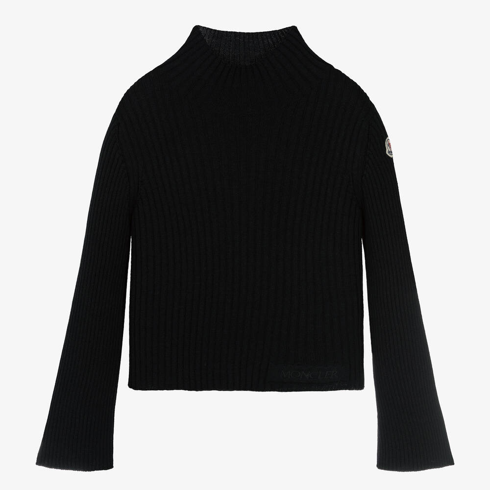 Moncler Enfant - Girls Black Wool Turtleneck Sweater | Childrensalon
