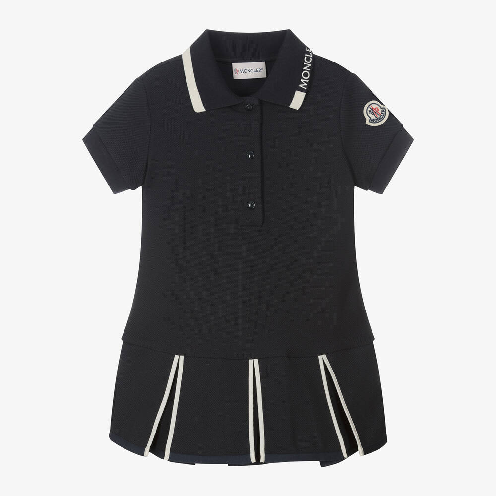 Moncler Enfant - Girls Blue Piqué Polo Dress | Childrensalon