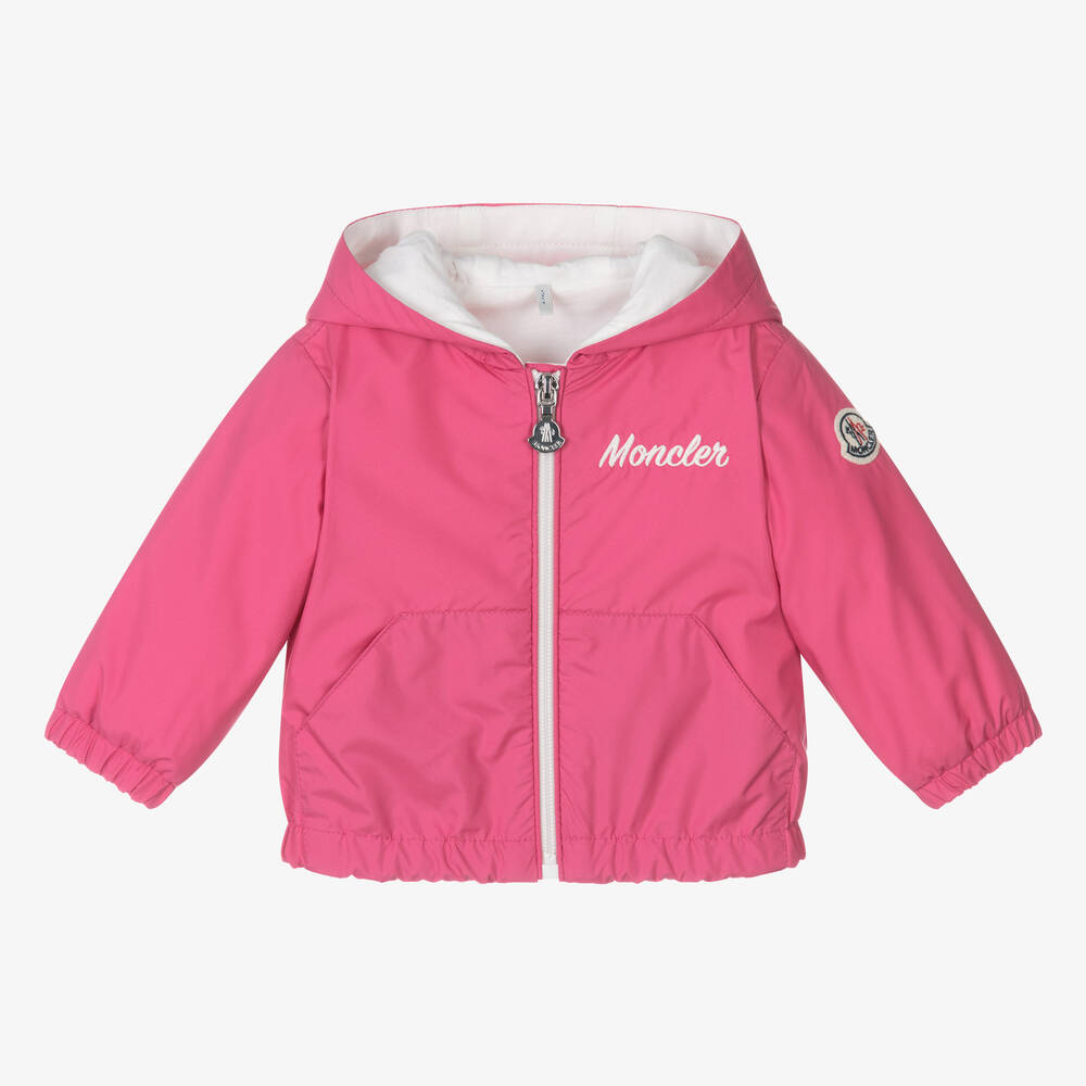 Moncler Enfant - Girls Bright Pink Evanthe Hooded Jacket | Childrensalon