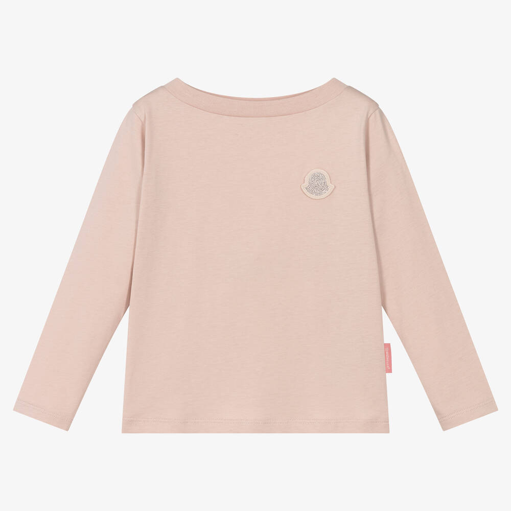 Moncler Enfant - Girls Dusky Pink Cotton Top | Childrensalon