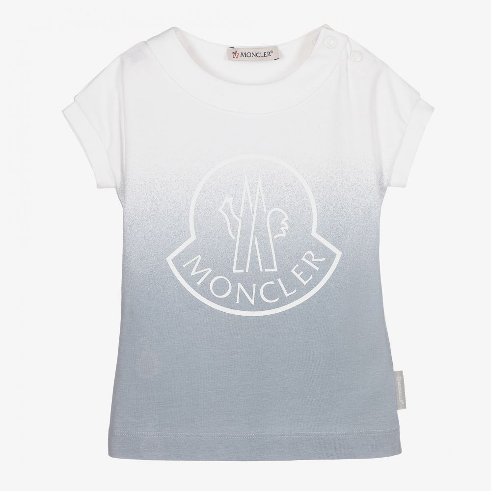 Moncler Enfant - Girls Grey Cotton Logo Dress | Childrensalon