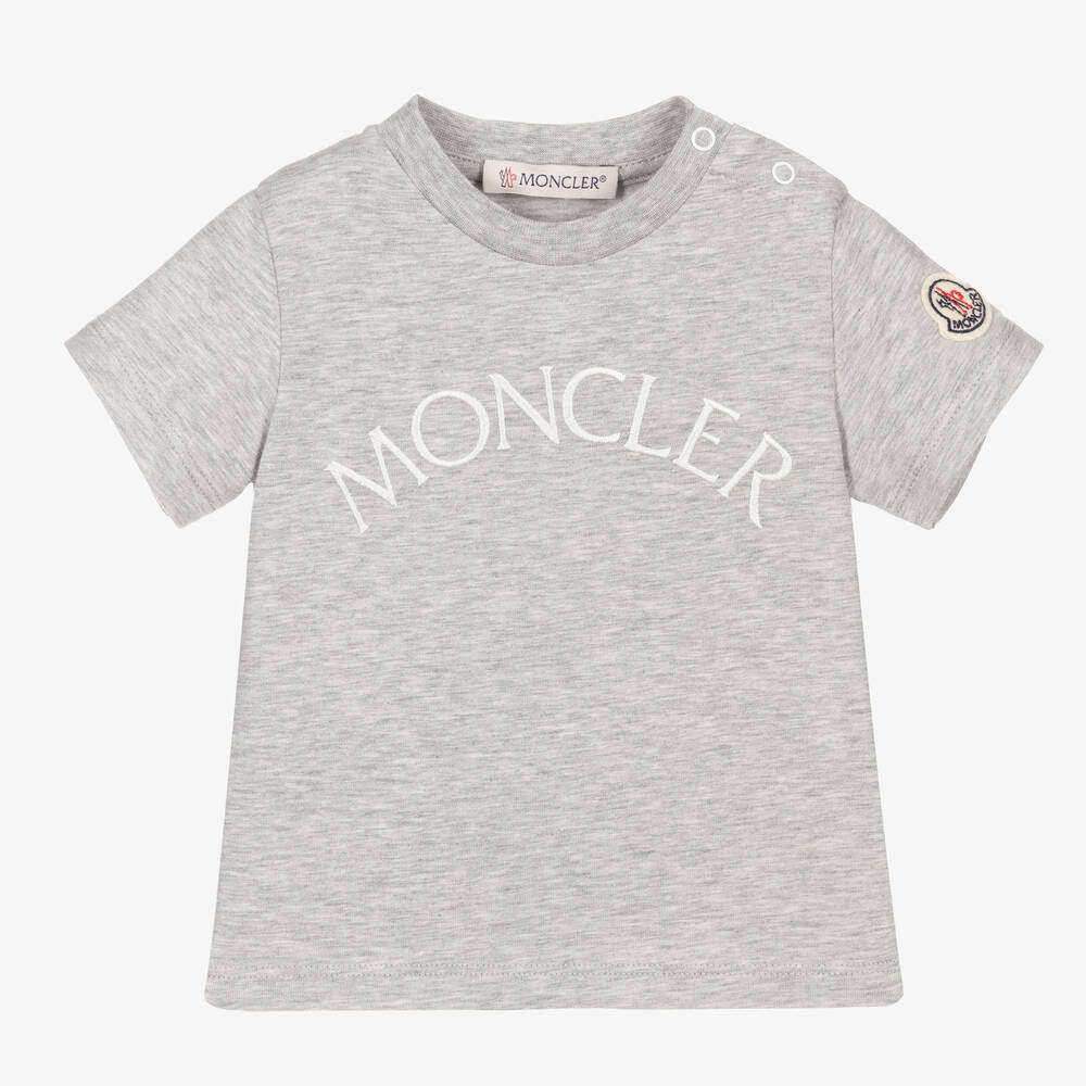 Moncler Enfant - T-shirt gris en coton fille | Childrensalon