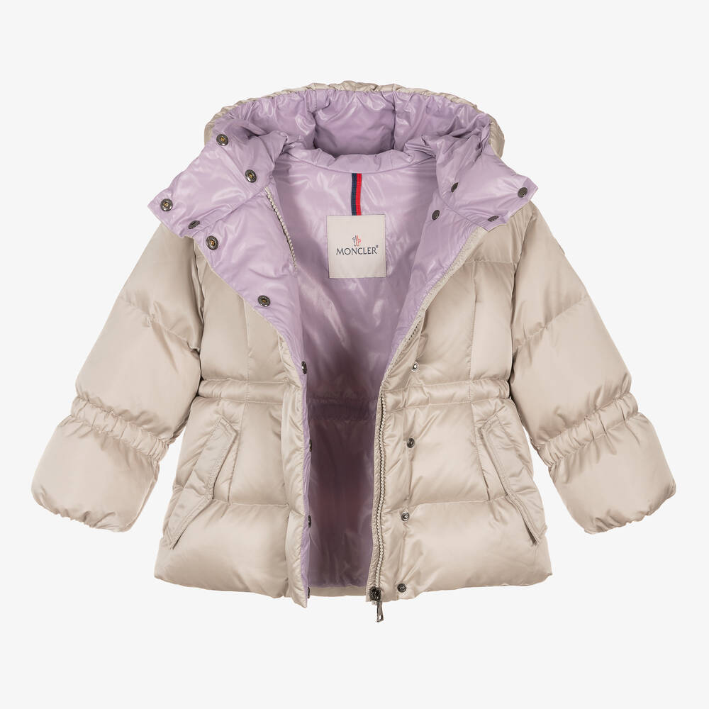 Moncler Enfant - Girls Grey Down Padded Jacket | Childrensalon