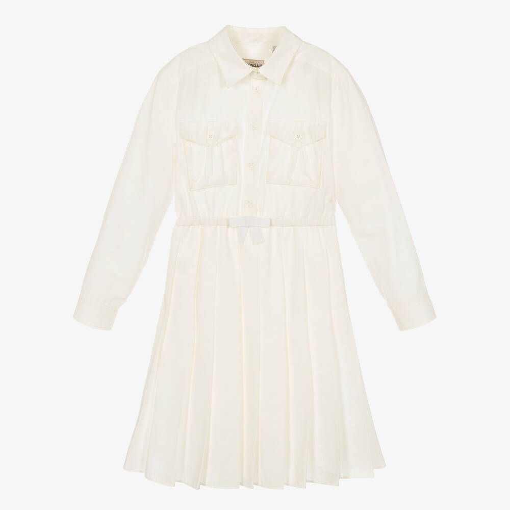 Moncler Enfant - Girls Ivory Cotton Dress | Childrensalon
