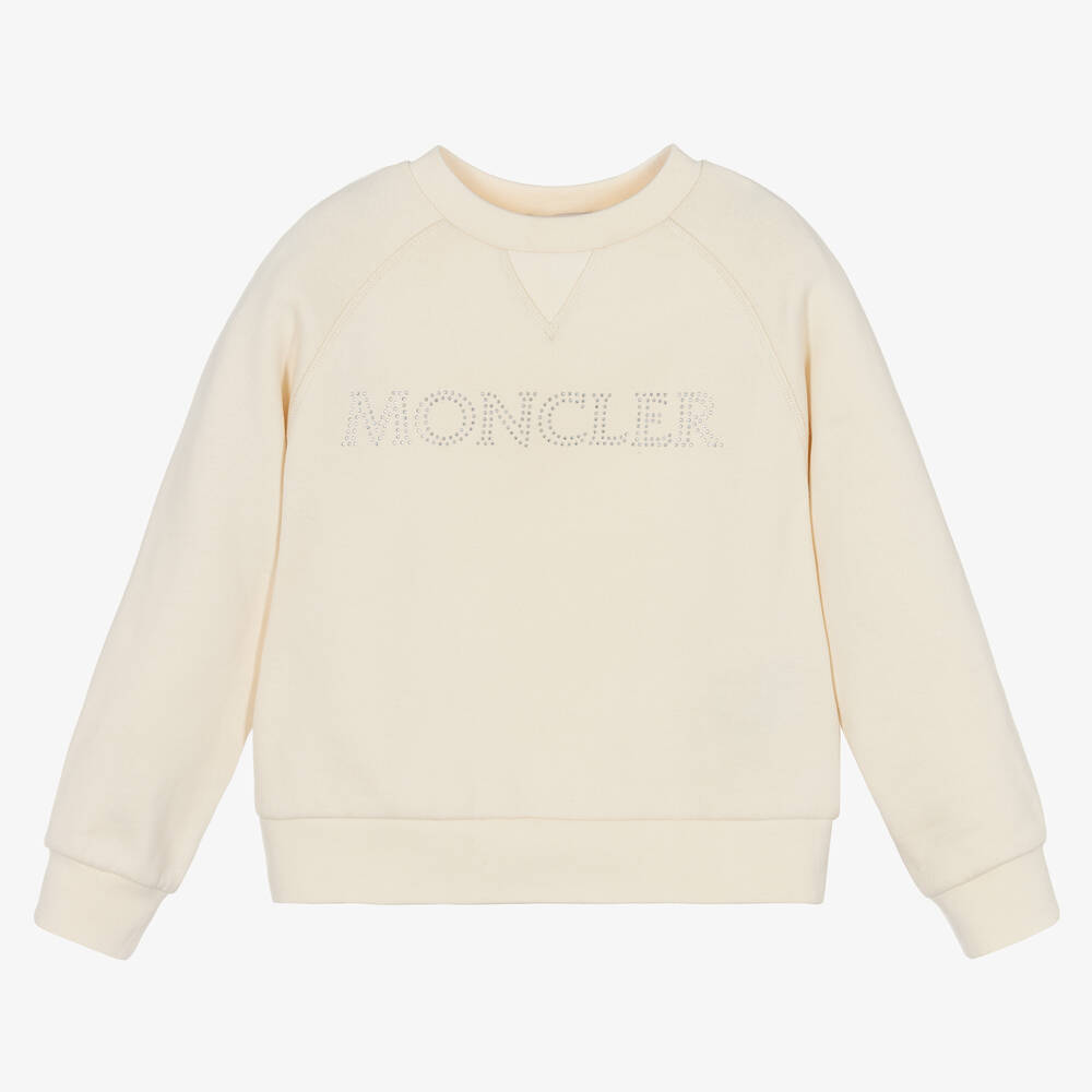 Moncler Enfant - Girls Ivory Cotton Sweatshirt | Childrensalon